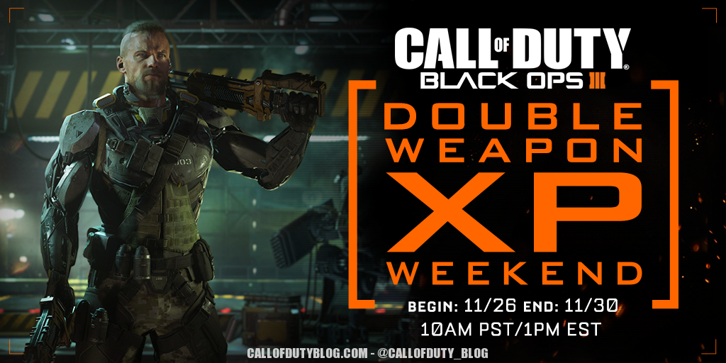 Double Weapon XP is LIVE Until November 30th for Black Ops 3