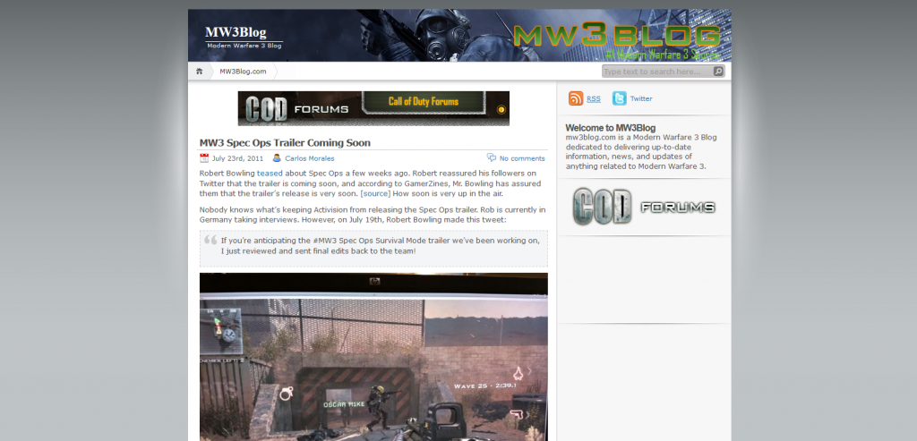 MW3 Blog Closed