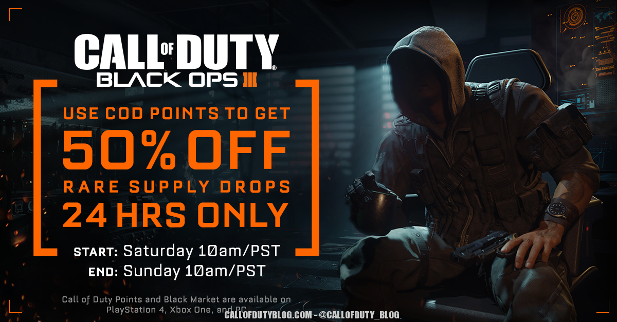 For 24 hours (Jan 23rd – 24th) Rare Supply Drops 100 CoD Points