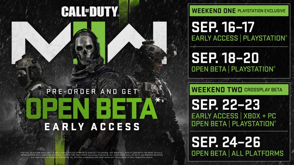Call of Duty MW2 Open Beta Dates