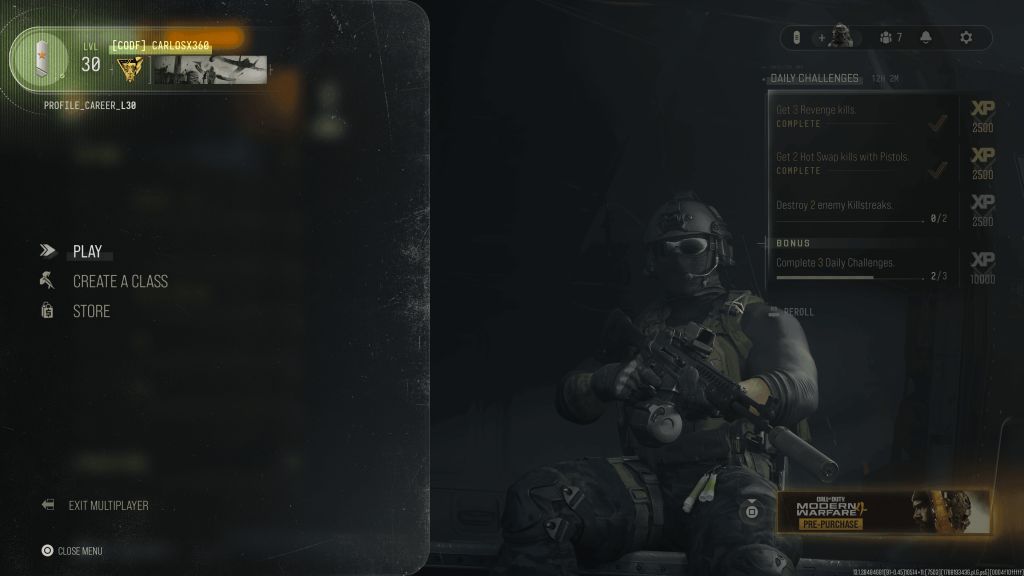 CoD Modern Warfare 4 Lobby UI